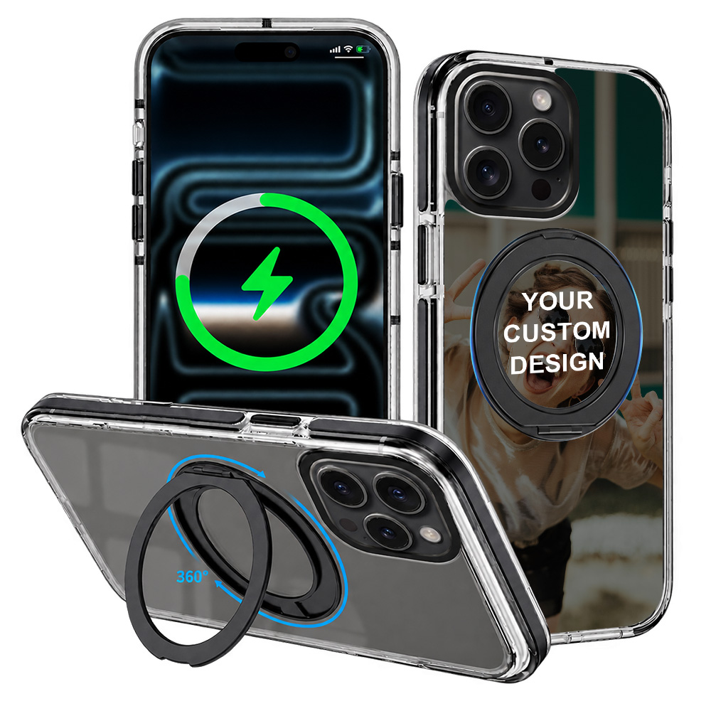 Custom for iPhone 15 Pro ClearSpin Stand Case