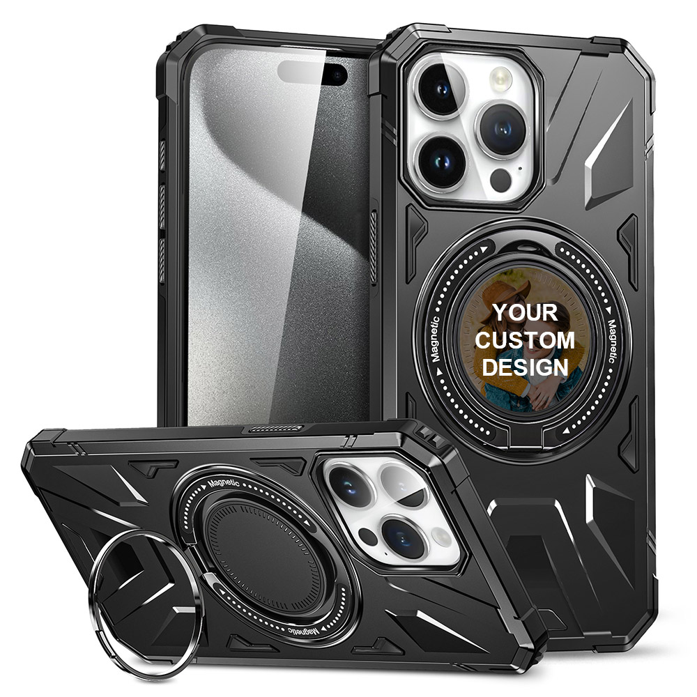Custom for iPhone 15 Pro Max Rotatable Invisible Stand MagSafe Case