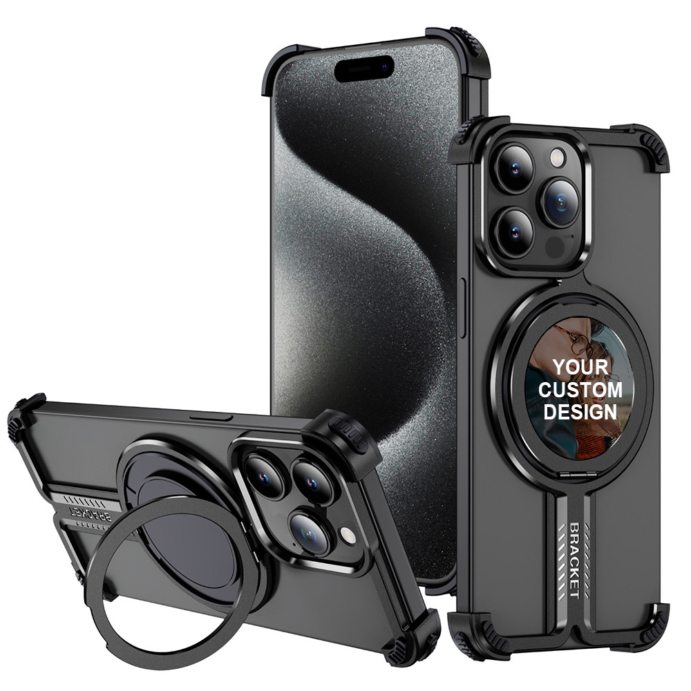 Custom for iPhone 15 Pro Max Titanium Shockproof MagSafe Case