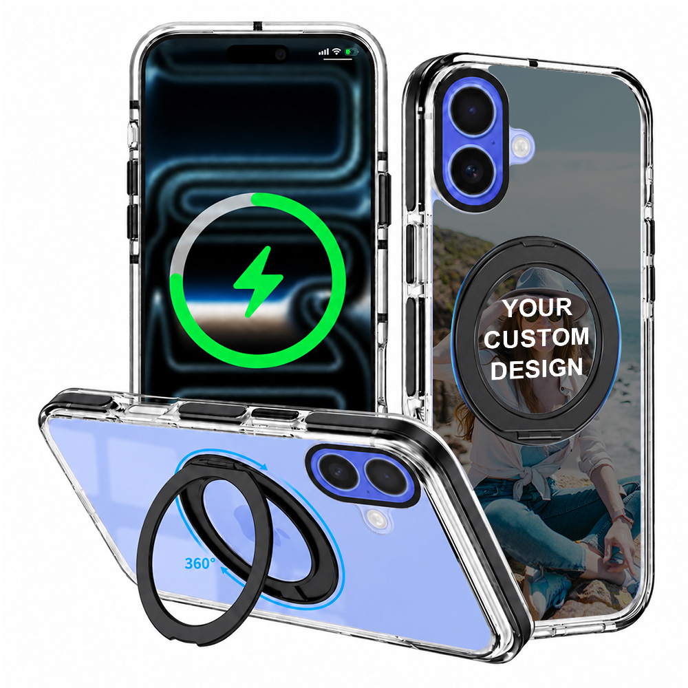 Custom for iPhone 16 Plus ClearSpin Stand Case