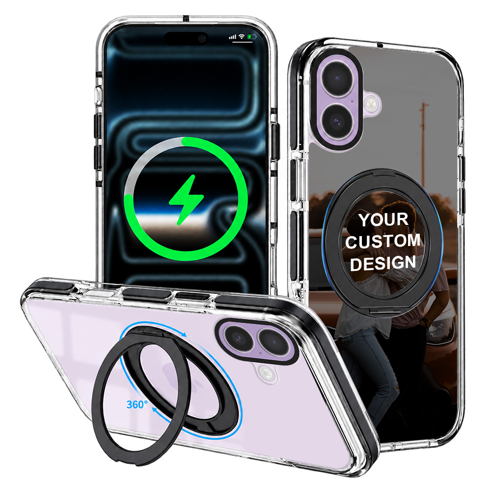 Custom for iPhone 17 ClearSpin Stand Case