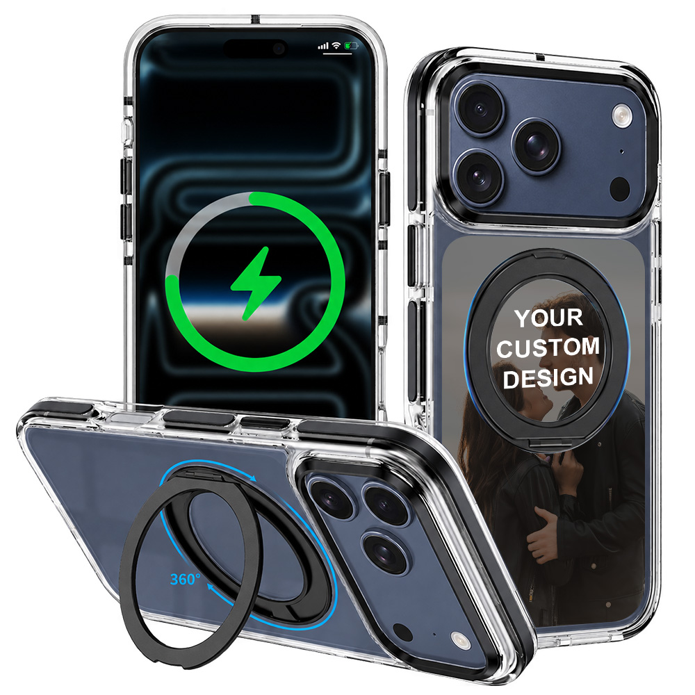 Custom for iPhone 17 Pro ClearSpin Stand Case