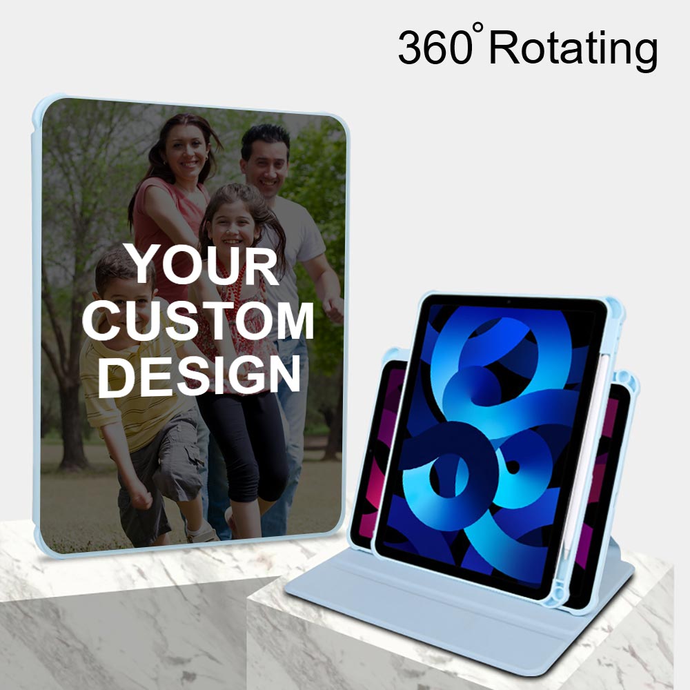 Custom 360 Degree Rotate Stand Protective Case with Clear Back & Smart Sleep/Wake Cover/Pencil Holder for iPad Pro 11-inch (2024)